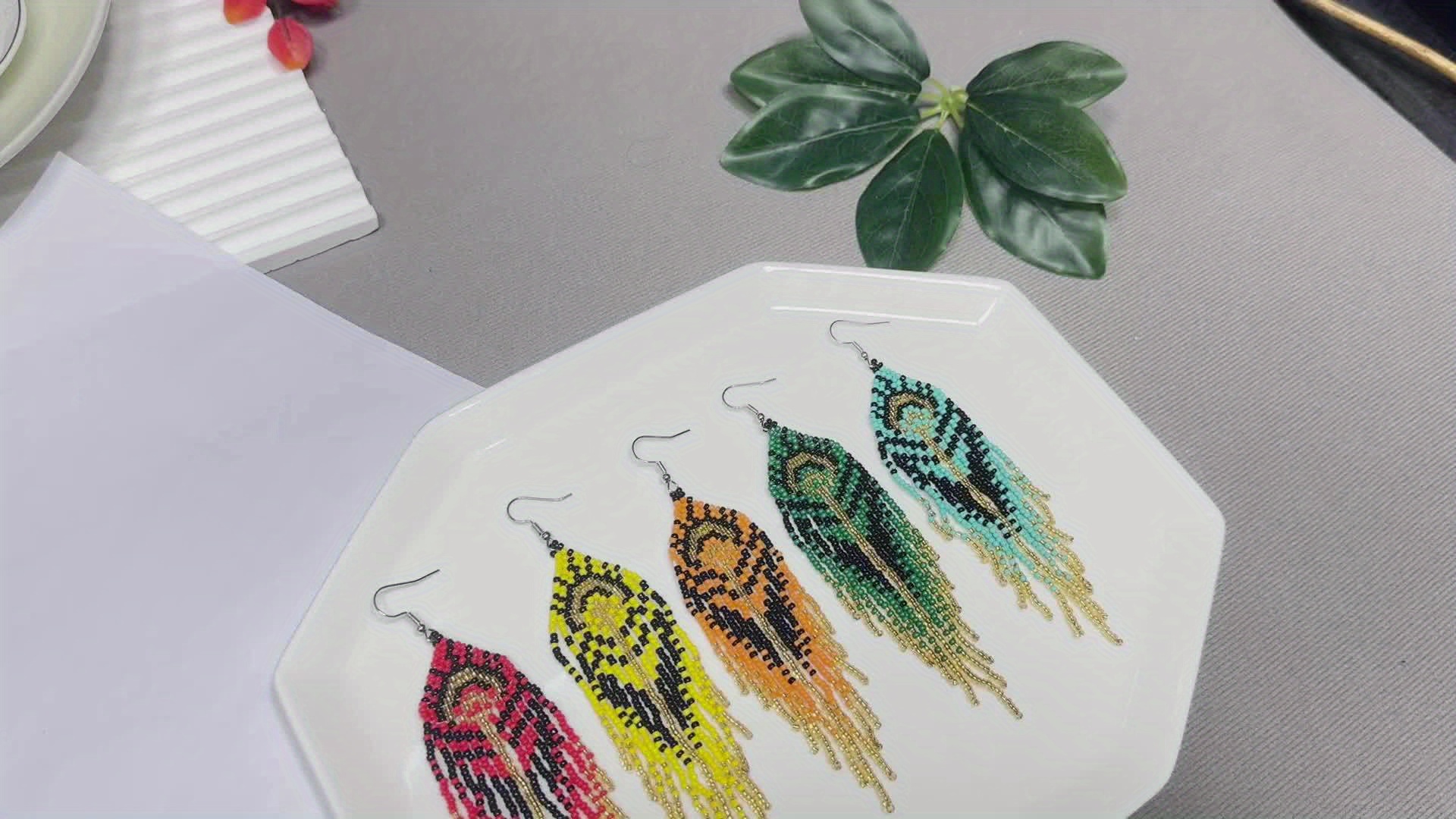 Vintage Dangle Beaded Earrings with Tassels